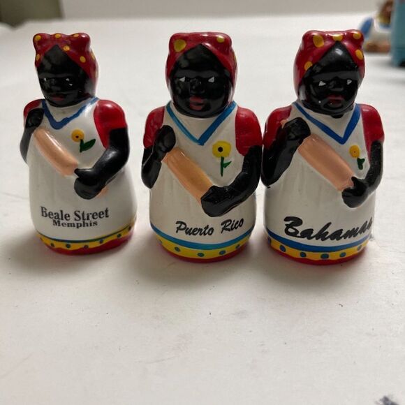 Bahama Mama Lady In The Red Dress 2 Toothpick Holders and One Salt Shaker - Picture 1 of 9